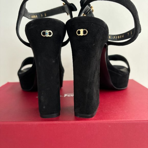 Ferragamo Suede Platform Sandals Size 9 - Picture 2 of 5